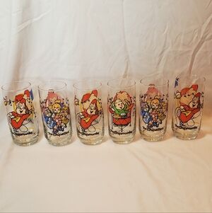 Alvin And The Chipmunks Vtg 1985 Hardees Glasses, Set/6 Alvin Theodore Chippette